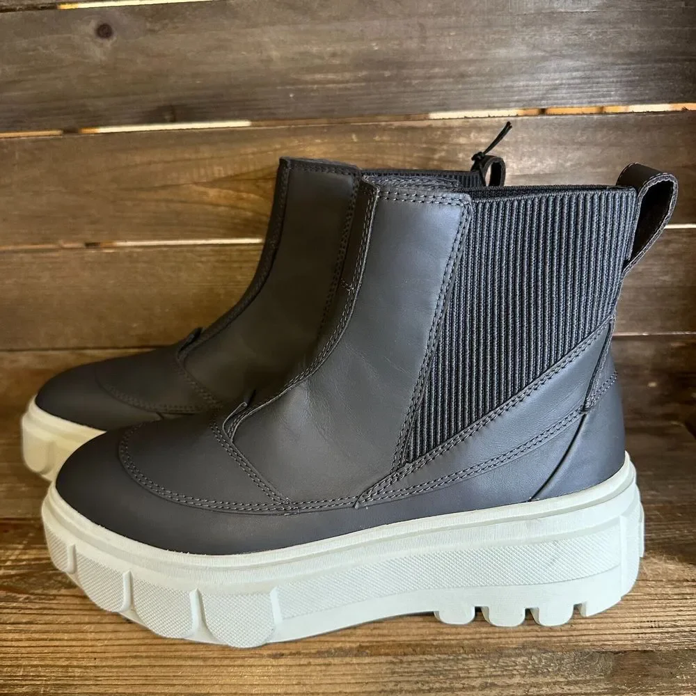 New Women Sorel Caribou X Chelsea Gray Leather‎ Ankle Boots Booties Size 9.5 M